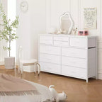 Commode double usage à 10 tiroirs et meuble TV, centre de divertissement pour téléviseurs de 55 pouces, organisateur de rangement pour chambre/salon/entrée