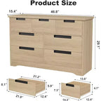 Commode 7 tiroirs pour chambre à coucher, poignées intégrées, meuble de rangement moderne en bois, rangement compact peu encombrant, pour salon, couloir
