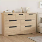 Commode 7 tiroirs pour chambre à coucher, poignées intégrées, meuble de rangement moderne en bois, rangement compact peu encombrant, pour salon, couloir