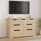Commode 7 tiroirs pour chambre à coucher, poignées intégrées, meuble de rangement moderne en bois, rangement compact peu encombrant, pour salon, couloir