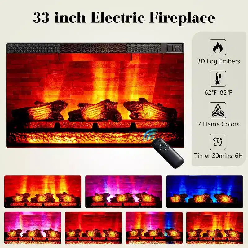 Meuble TV de cheminée AMERLIFE, 97 cm, étagère réglable, grand espace de rangement, console multimédia