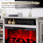 Meuble TV de cheminée AMERLIFE, 97 cm, étagère réglable, grand espace de rangement, console multimédia