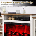 Meuble TV de cheminée AMERLIFE, 97 cm, étagère réglable, grand espace de rangement, console multimédia