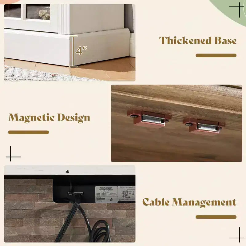 Meuble TV de cheminée AMERLIFE, 97 cm, étagère réglable, grand espace de rangement, console multimédia