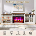 Meuble TV de cheminée AMERLIFE, 97 cm, étagère réglable, grand espace de rangement, console multimédia