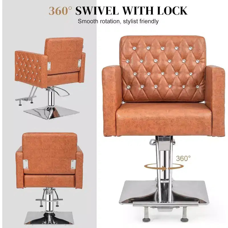Fauteuil de salon de coiffure pivotant hydraulique robuste Karl Home, noir moderne, avec accoudoirs incurvés
