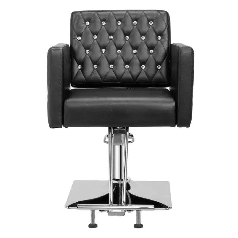 Fauteuil de salon de coiffure pivotant hydraulique robuste Karl Home, noir moderne, avec accoudoirs incurvés