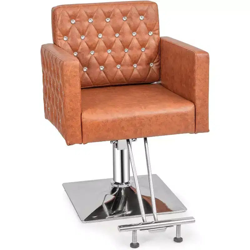 Fauteuil de salon de coiffure pivotant hydraulique robuste Karl Home, noir moderne, avec accoudoirs incurvés