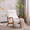 Karl Home High Back Solid Wood Armrest Backrest Iron Frame Linen Indoor Leisure Chair