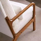Chaise de loisirs d'intérieur Karl Home à dossier haut en bois massif, accoudoirs, structure en fer et lin