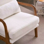 Chaise de loisirs d'intérieur Karl Home à dossier haut en bois massif, accoudoirs, structure en fer et lin