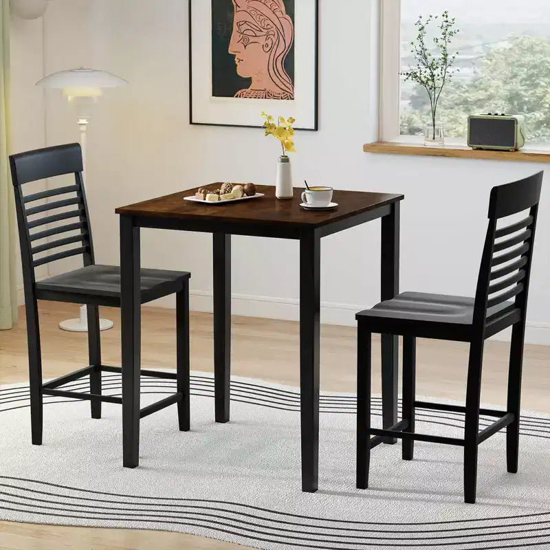 Costway Chaise de Salle à Manger Hauteur Comptoir, Lot de 2/4, avec Repose-Pieds, Cadre en Bois Massif, Moderne