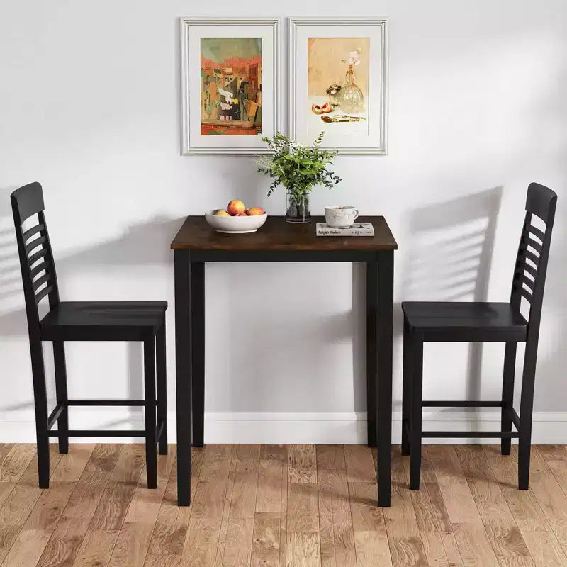 Costway Chaise de Salle à Manger Hauteur Comptoir, Lot de 2/4, avec Repose-Pieds, Cadre en Bois Massif, Moderne