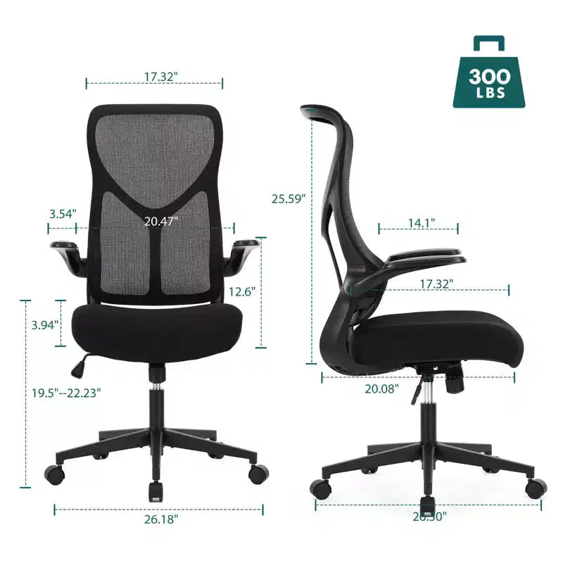 Chaise de bureau MAYEERTY avec accoudoirs relevables, design compact, se glisse sous le bureau
