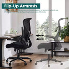 Chaise de bureau MAYEERTY avec accoudoirs relevables, design compact, se glisse sous le bureau