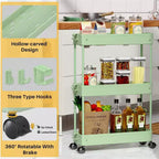 Chariot de rangement roulant mince à 3 niveaux Tree City - Organisateur mobile multifonctionnel pour salle de bain, cuisine