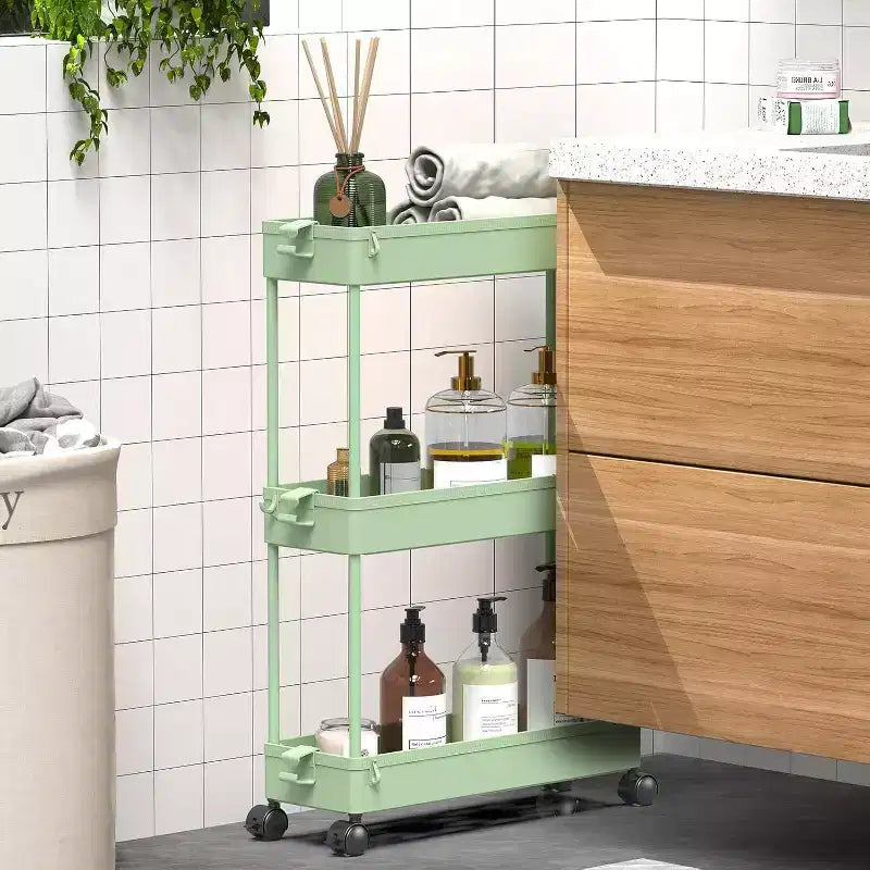 Chariot de rangement roulant mince à 3 niveaux Tree City - Organisateur mobile multifonctionnel pour salle de bain, cuisine