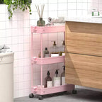 Chariot de rangement roulant mince à 3 niveaux Tree City - Organisateur mobile multifonctionnel pour salle de bain, cuisine