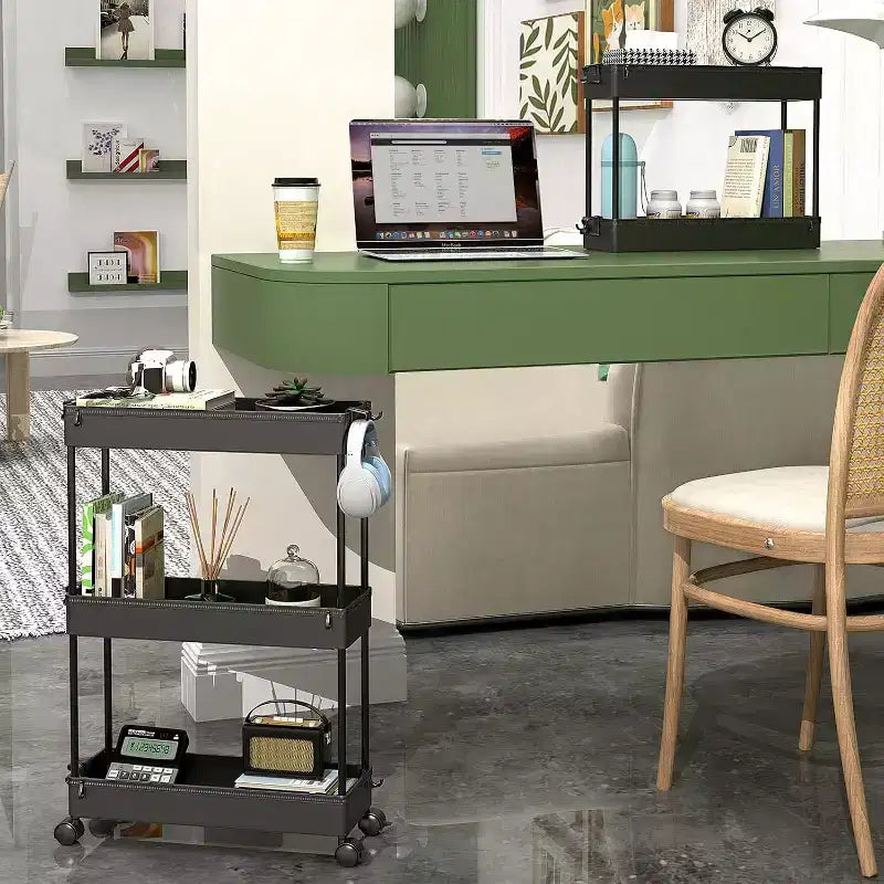 Chariot de rangement roulant mince à 3 niveaux Tree City - Organisateur mobile multifonctionnel pour salle de bain, cuisine