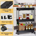 Chariot de rangement roulant mince à 3 niveaux Tree City - Organisateur mobile multifonctionnel pour salle de bain, cuisine