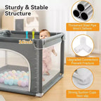 GOTGELIF Parc Bébé 36x36 à 4 Panneaux Parc de Jeux Spacieux et Sécurisé Portable