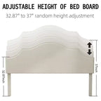 Cadre de lit plateforme rembourré Queen/King Size avec tête de lit réglable, tissu de lin capitonné, pas besoin de sommier tapissier, beige-ModernLuxe