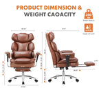 Fauteuil de bureau de direction Bestier, fauteuil de bureau en cuir PU grand et haut avec repose-pieds et soutien lombaire, hauteur inclinable réglable
