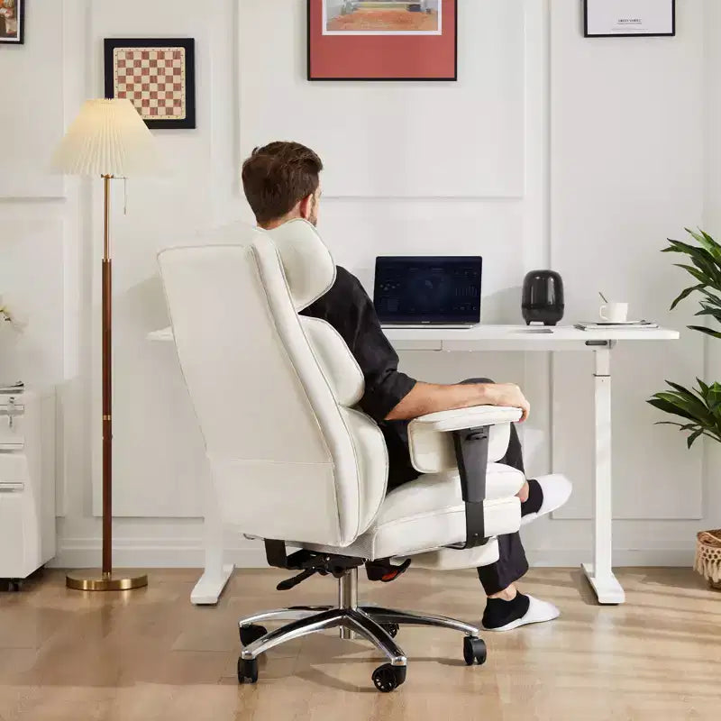 Fauteuil de bureau de direction Bestier, fauteuil de bureau en cuir PU grand et haut avec repose-pieds et soutien lombaire, hauteur inclinable réglable