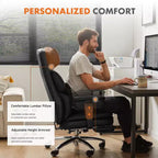 Fauteuil de bureau de direction Bestier, fauteuil de bureau en cuir PU grand et haut avec repose-pieds et soutien lombaire, hauteur inclinable réglable