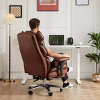 Fauteuil de bureau de direction Bestier, fauteuil de bureau en cuir PU grand et haut avec repose-pieds et soutien lombaire, hauteur inclinable réglable