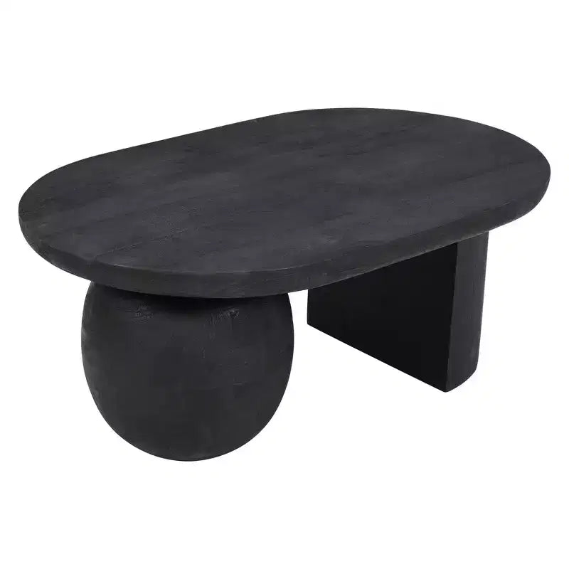 Table basse Royal Hampton de 96,5 cm en bois de manguier avec pieds sphériques entiers et demi-sphériques