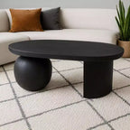 Table basse Royal Hampton de 96,5 cm en bois de manguier avec pieds sphériques entiers et demi-sphériques