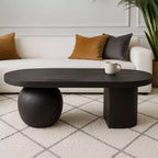 Table basse Royal Hampton de 96,5 cm en bois de manguier avec pieds sphériques entiers et demi-sphériques