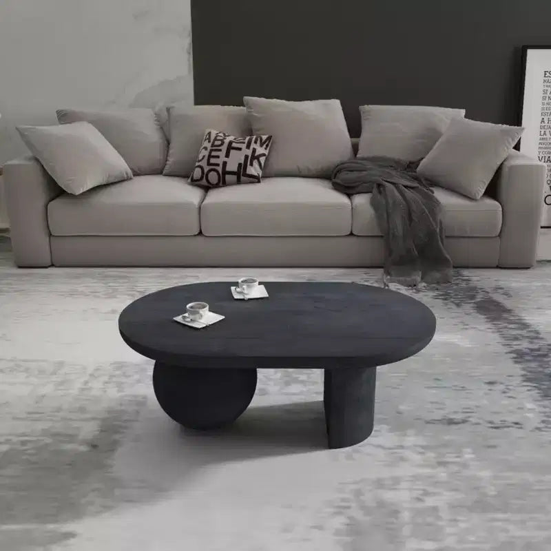 Table basse Royal Hampton de 96,5 cm en bois de manguier avec pieds sphériques entiers et demi-sphériques