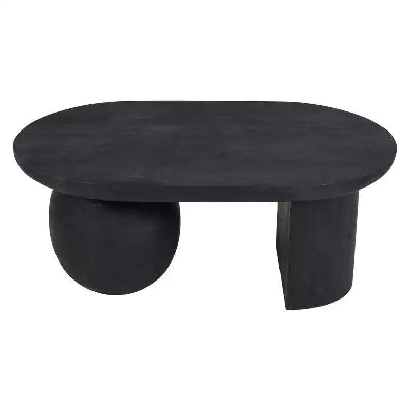 Table basse Royal Hampton de 96,5 cm en bois de manguier avec pieds sphériques entiers et demi-sphériques
