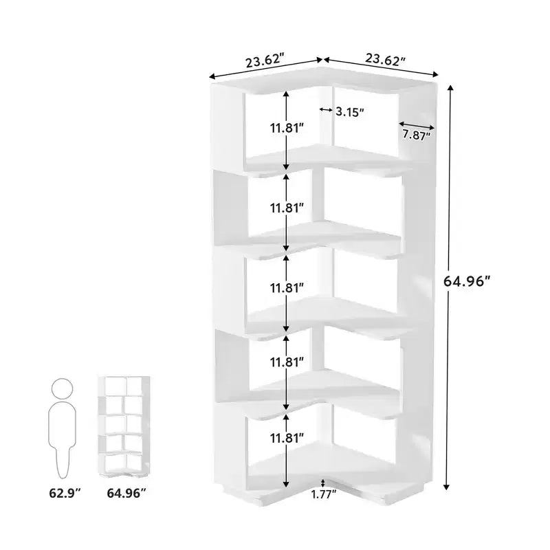 MAYEERTY Étagère d'angle à 6 niveaux en forme de L Conception d'angle peu encombrante