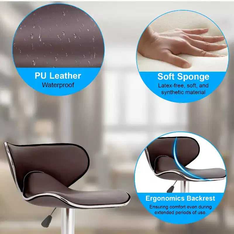 Lot de 2 tabourets de bar BestMassage avec dossier et repose-pieds, tabourets de cuisine modernes pour îlot central
