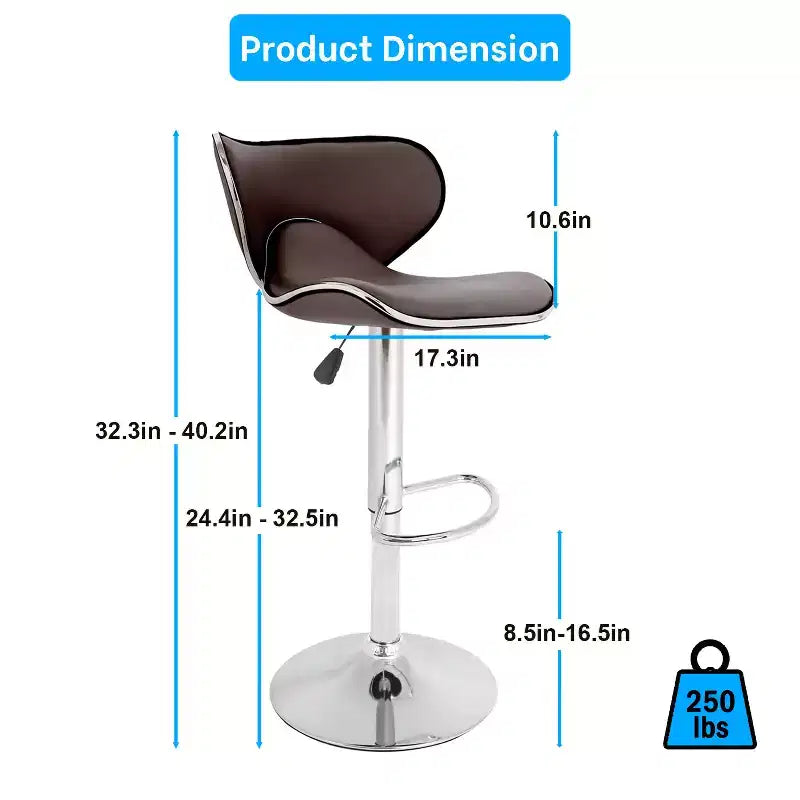 Lot de 2 tabourets de bar BestMassage avec dossier et repose-pieds, tabourets de cuisine modernes pour îlot central
