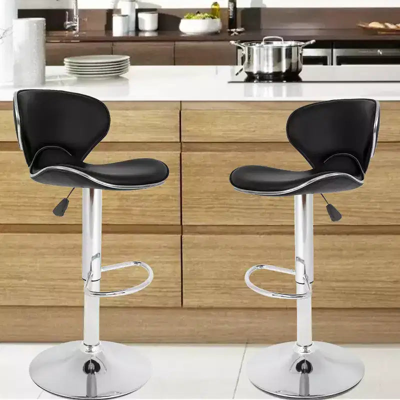 Lot de 2 tabourets de bar BestMassage avec dossier et repose-pieds, tabourets de cuisine modernes pour îlot central