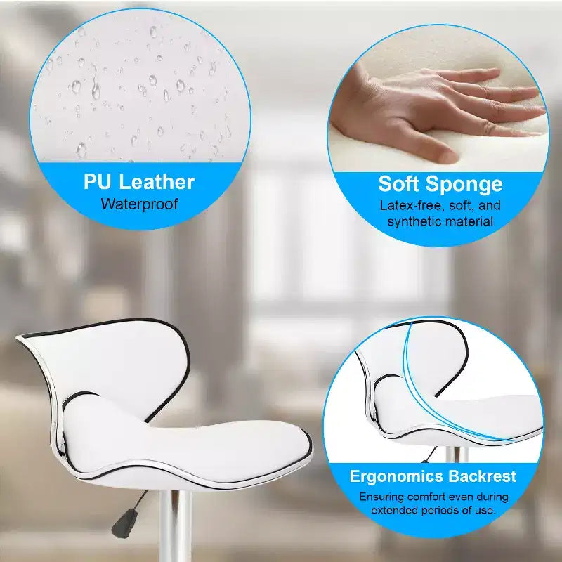 Lot de 2 tabourets de bar BestMassage avec dossier et repose-pieds, tabourets de cuisine modernes pour îlot central