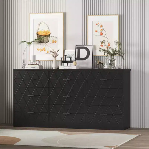 Commode à 9 tiroirs pour chambre à coucher, commode moderne avec prise électrique, grands tiroirs, pour salon, couloir