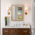 MAYEERTY Miroir mural rectangulaire 30 avec cadre en bois pour salle de bain, meuble-lavabo, salon, chambre avec perles