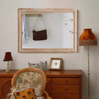 MAYEERTY Miroir mural rectangulaire 30 avec cadre en bois pour salle de bain, meuble-lavabo, salon, chambre avec perles