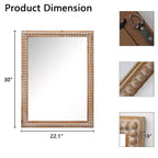 MAYEERTY Miroir mural rectangulaire 30 avec cadre en bois pour salle de bain, meuble-lavabo, salon, chambre avec perles
