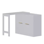 Lit escamotable format jumeau avec coussin pliable, lit coffre escamotable peu encombrant avec bureau à position réglable, Blanc/Gris - ModernLuxe