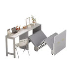 Lit escamotable format jumeau avec coussin pliable, lit coffre escamotable peu encombrant avec bureau à position réglable, Blanc/Gris - ModernLuxe