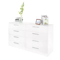 Karl Home 8-Drawer White Particle Board 47.24in. W Chest of Drawer
