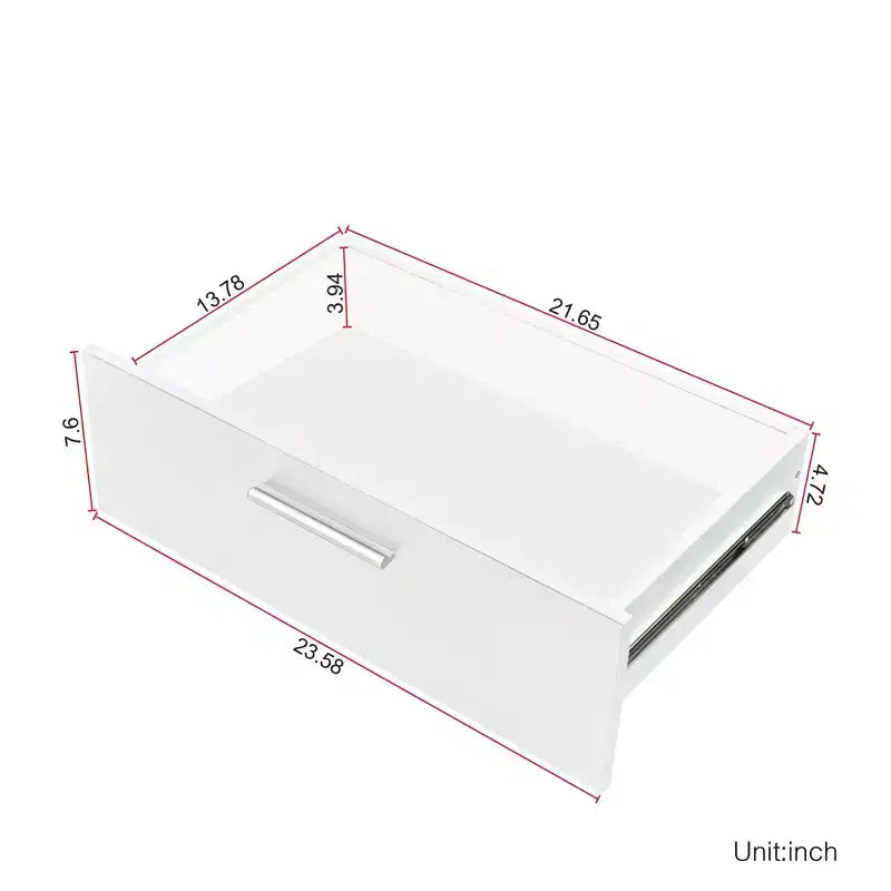Commode Karl Home à 8 tiroirs en panneaux de particules blancs de 120 cm de large