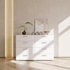 Commode Karl Home à 8 tiroirs en panneaux de particules blancs de 120 cm de large