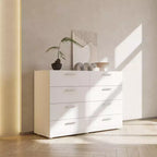 Commode Karl Home à 8 tiroirs en panneaux de particules blancs de 120 cm de large